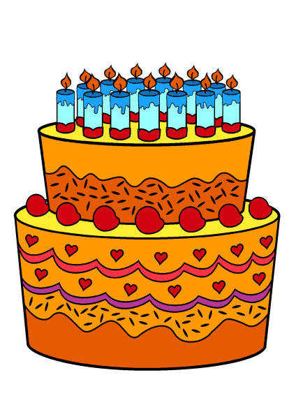 Dessin d'un gros gâteau d'anniversaire