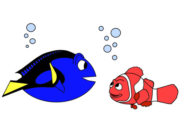 Dessin de deux petits poissons qui nagent