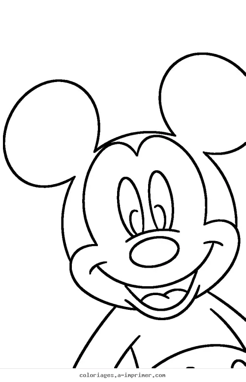 Coloriage Mickey Mouse souriant à imprimer