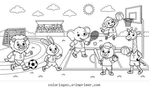 Coloriage La Grande Journée Sportive des Animaux !