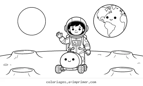 Coloriage Ma première mission lunaire ! à imprimer