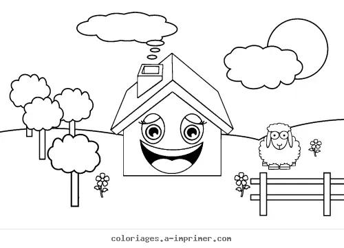 Coloriage Maison souriante à imprimer