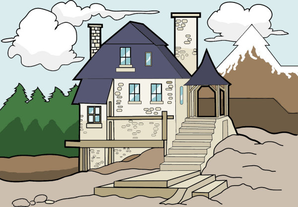 Exemple colorié de Vieille maison