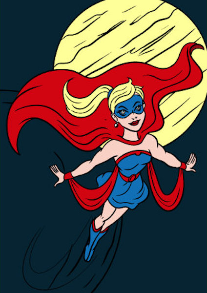 Exemple colorié de Super héroïne