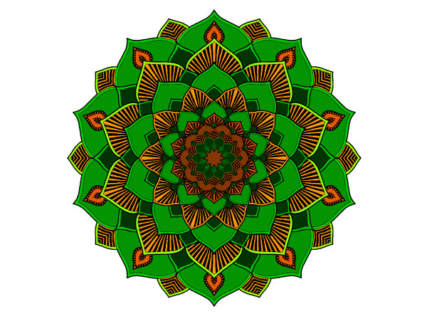 Exemple colorié de Mandala