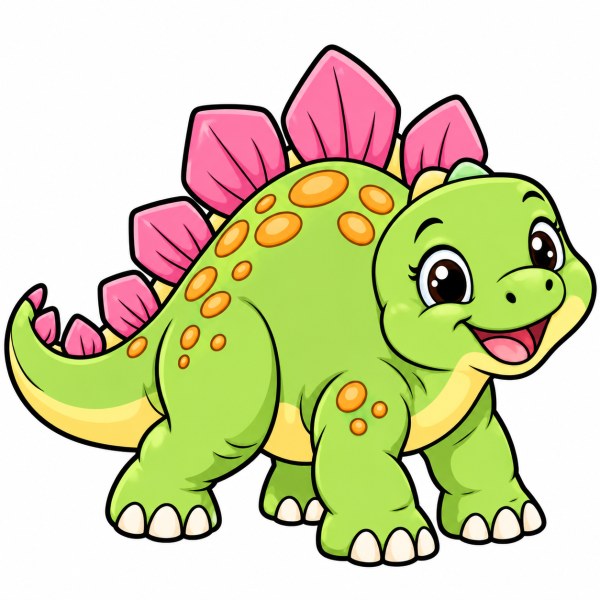 Exemple colorié de Bébé stégosaure joyeux