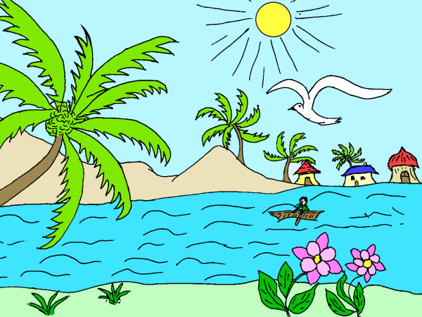 Exemple colorié de Les iles