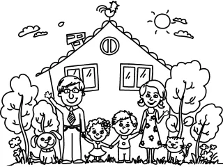 Coloriage Famille