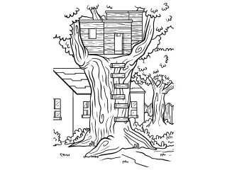 Coloriage Cabane dans un arbre