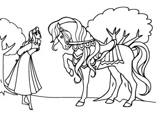 Coloriage La princesse et le cheval