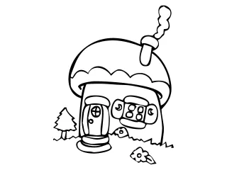 Coloriage Maison champignon