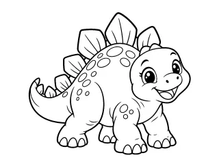 Coloriage Bébé stégosaure joyeux