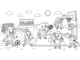 Coloriage La Grande Journée Sportive des Animaux !
