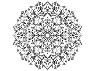 Coloriage Mandala floral détaillé aux pétales superposés