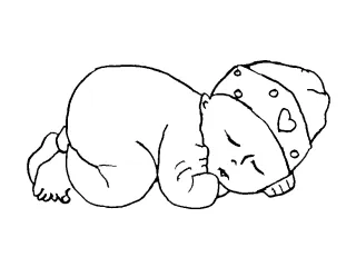 Coloriage bébé dort