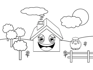 Coloriage Maison souriante
