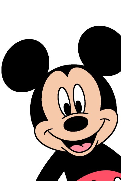 Exemple colorié de Coloriage Mickey Mouse souriant