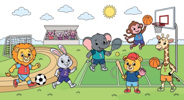 Exemple colorié de La Grande Journée Sportive des Animaux !