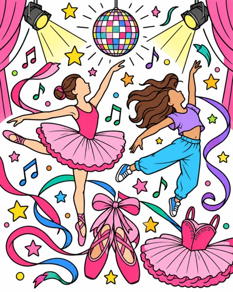 Exemple colorié de La Magie de la Danse et du Mouvement