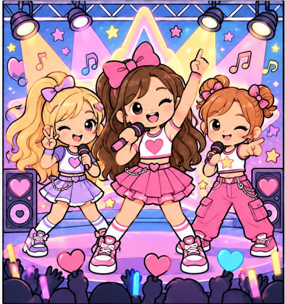 Exemple colorié de Les Petites Stars de la K-pop en Concert